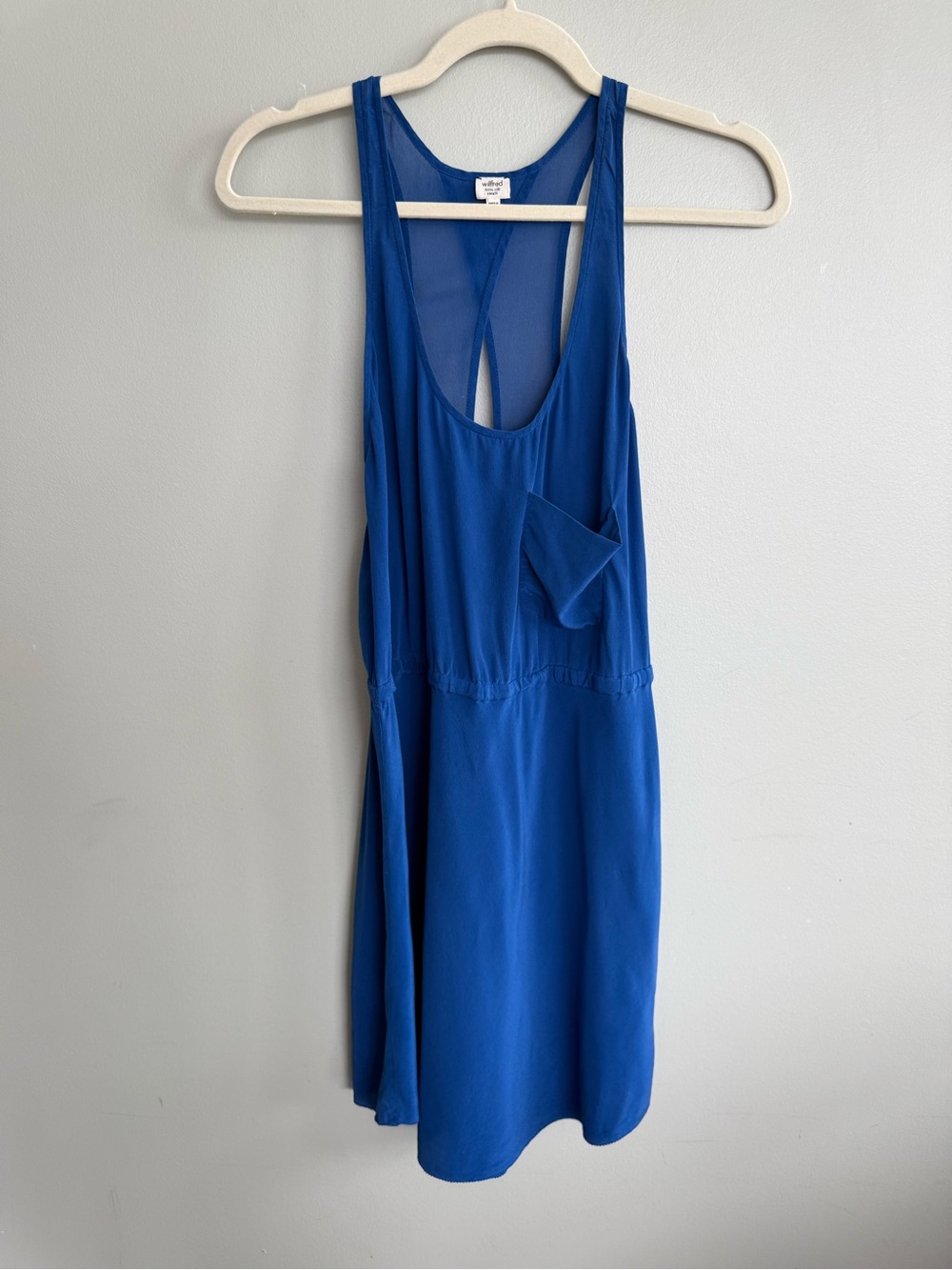 Aritzia Wilfred 100% Silk Cobalt Blue Sleeveless Summer Dress